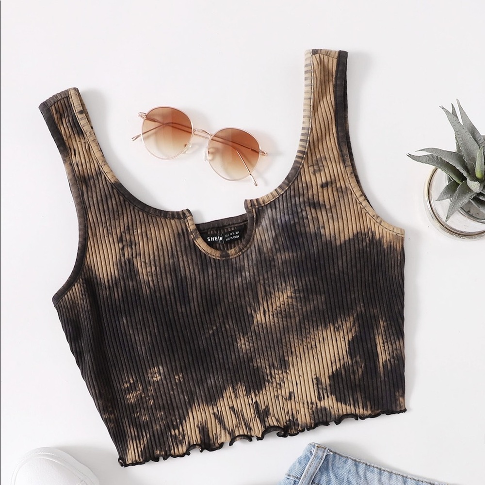 SHEIN Ribbed acid wash cropped Tank top